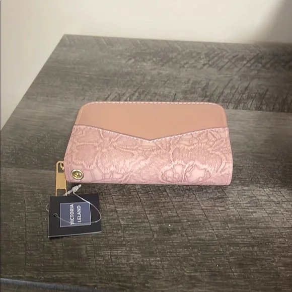 NWT Pink Floral Wallet with Gold Accents - Picture 1 of 7